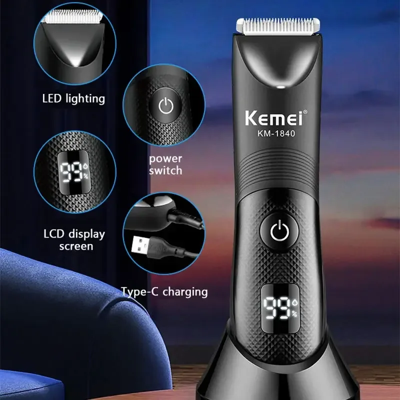 Kemei KM-1840 Tondeuse rechargeable USB Type-C IPX7