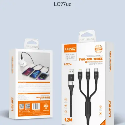 100W 2 In 3 Fast Charging Data Cable LC97uc