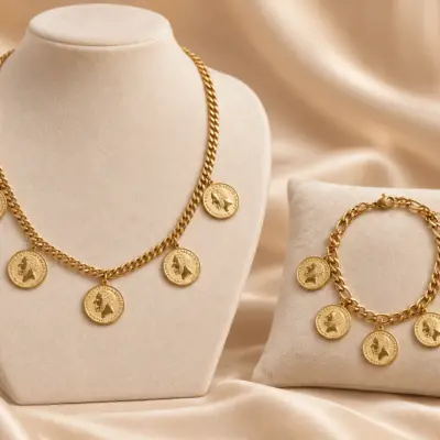 Parure à médaillons dorés