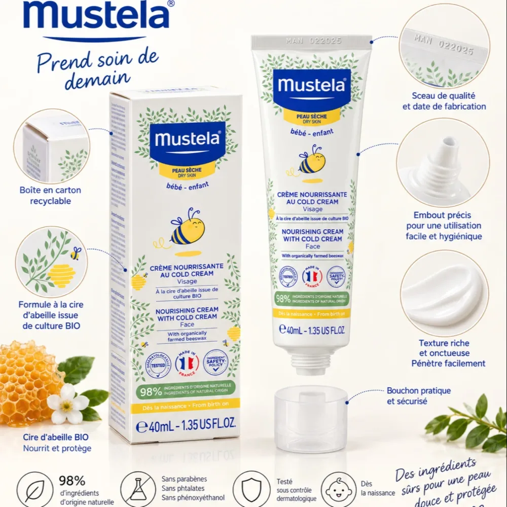 Mustela® Crème Nourrissante au Cold Cream – Visage 40 ml