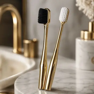 Brosse à Dents Luxe – Manche Doré Premium ✨