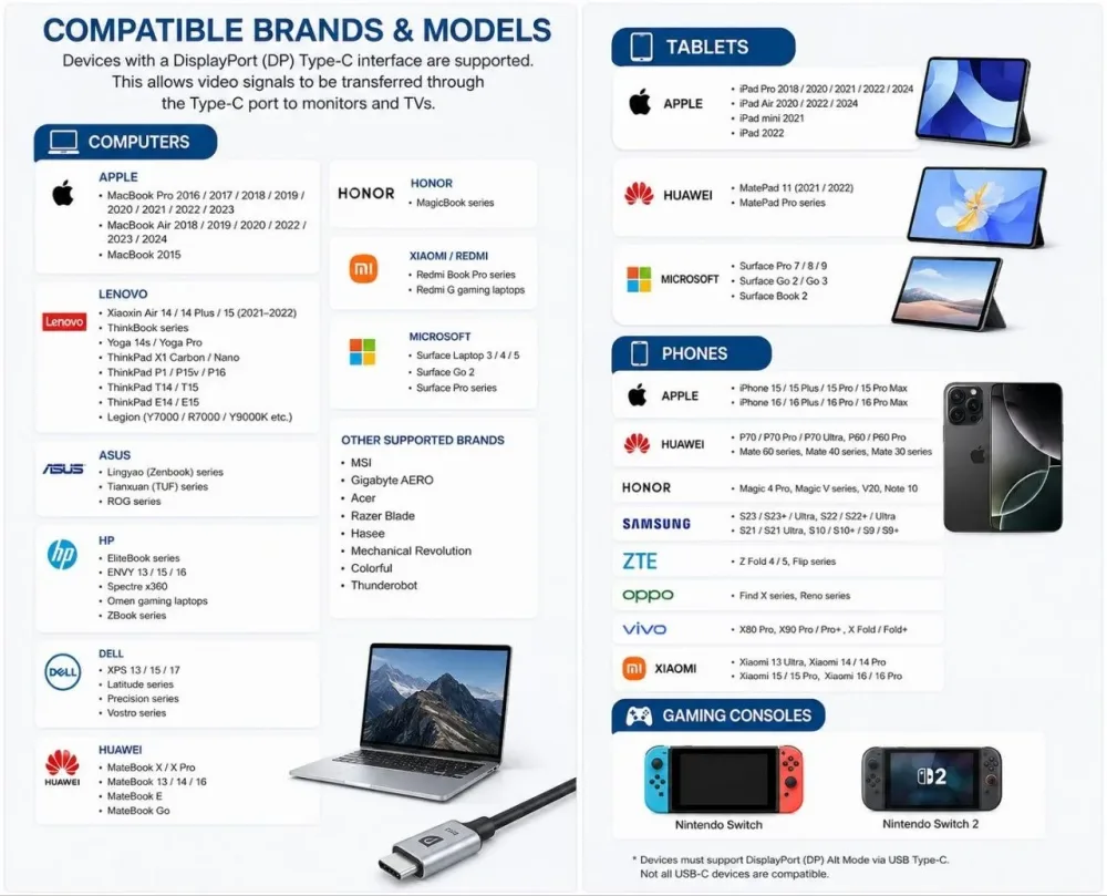 كابل type C إلى HDMI 4K