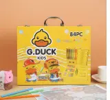 Coffret d'Art Peinture et Coloriage pour Enfants Mallette Canard Jaune - علبة أدوات الرسم والتلوين للأطفال مع حقيبة