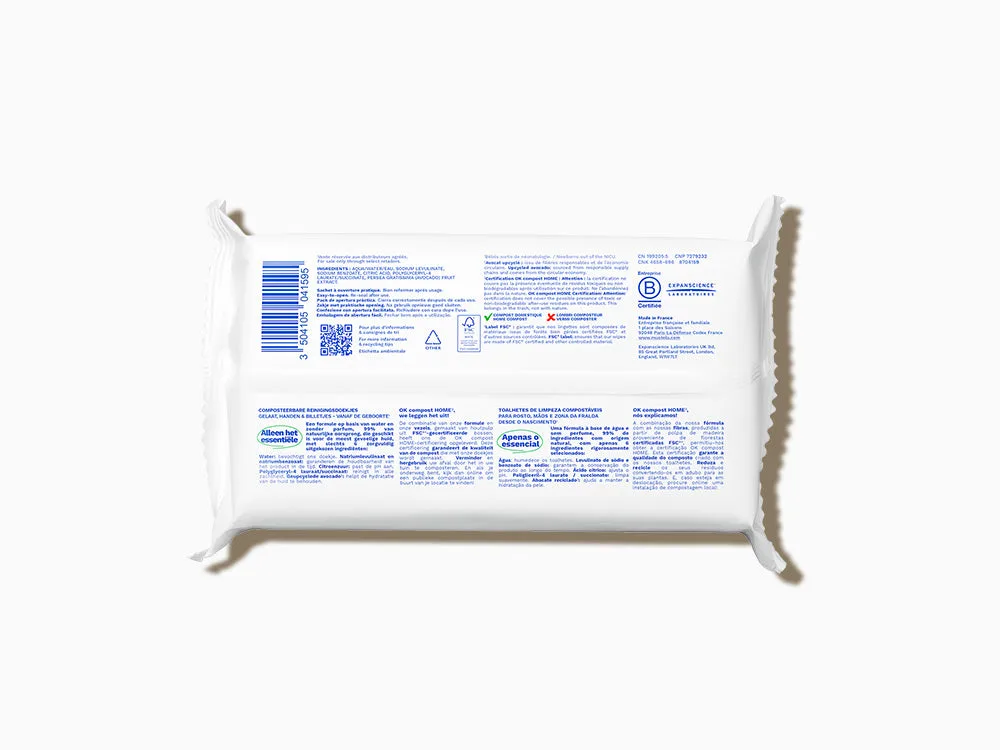 Lingettes nettoyantes à l'eau compostables