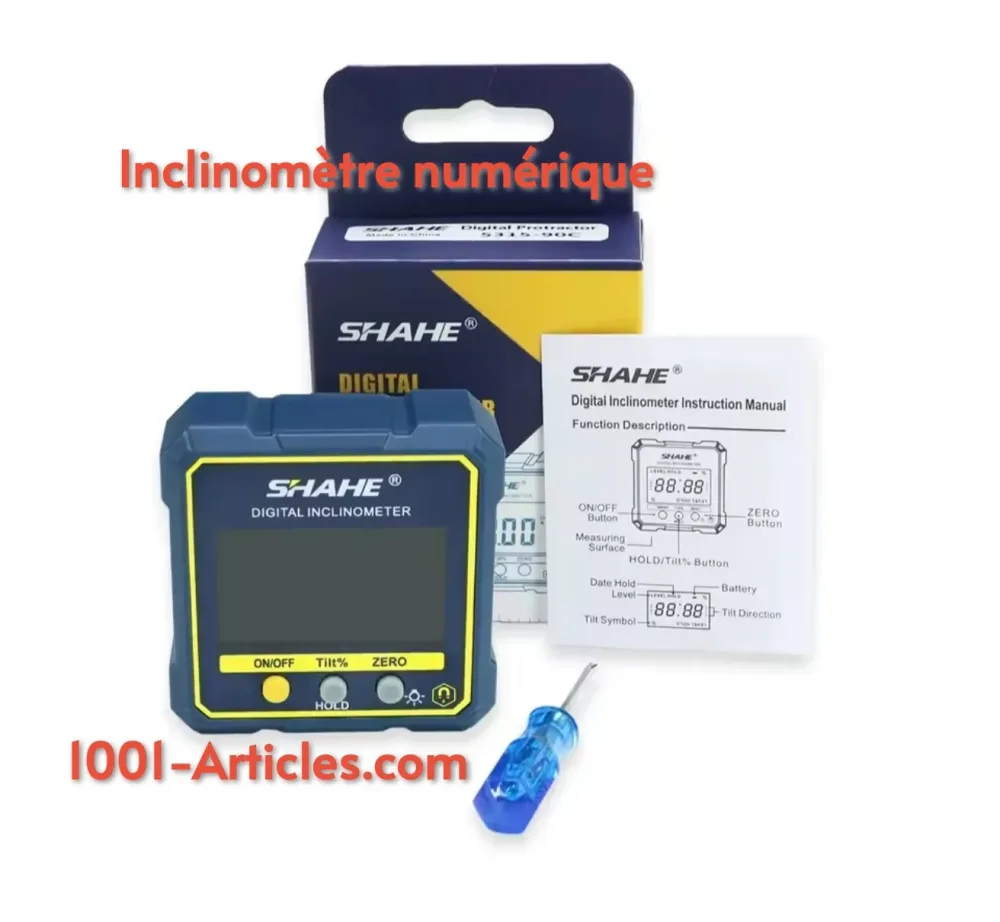 Inclinomètre numérique, base magnétique, mesure d'angles et pentes, écran LCD