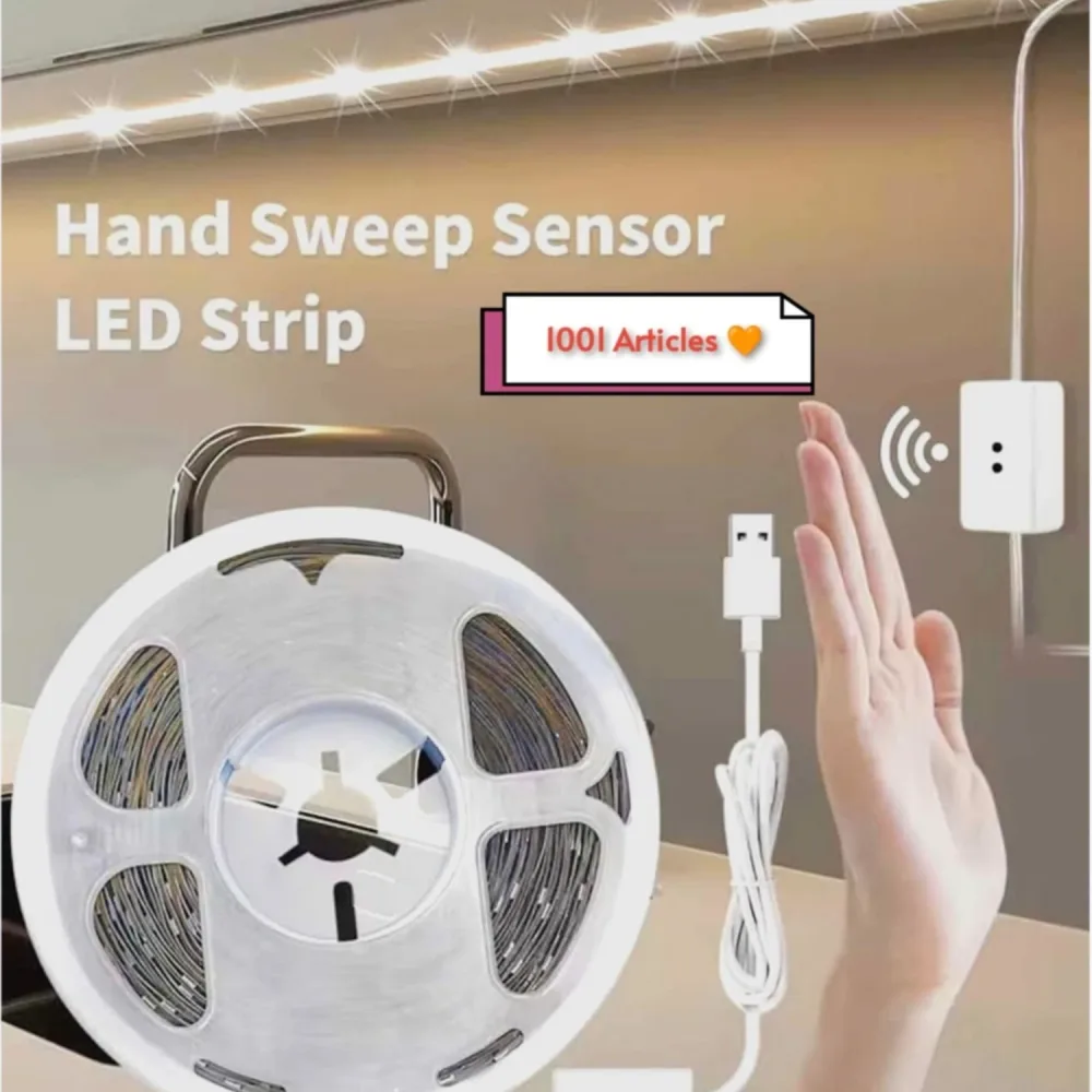 Ruban LED, bande lumineuse avec capteur de mouvement, induction, lumière chaude, USB