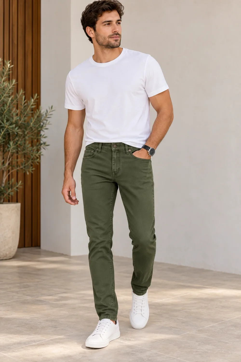 Pantalon Unisex OLD NAVY Slim Built-In Flex – Vert Kaki