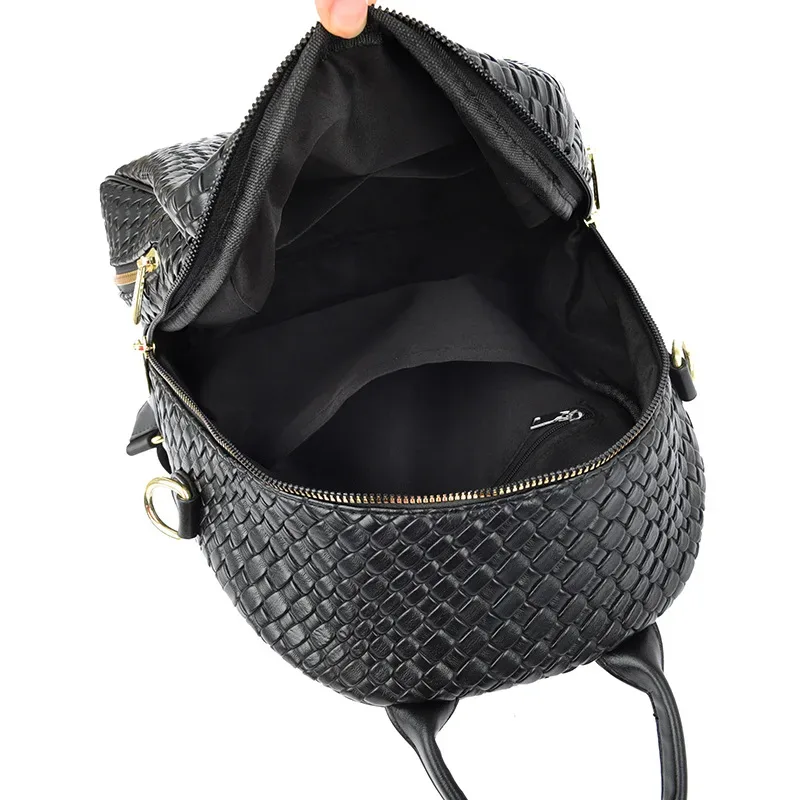 Sac à Dos Femme en Cuir Tressé Élégant avec Ceinture D'Épaule Convertible - حقيبة ظهر جلدية للنساء بتصميم فاخر