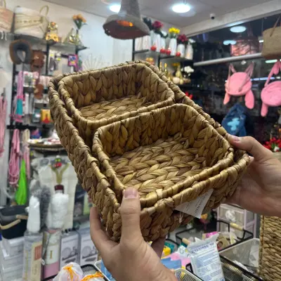 Panier de rangement trois pièces raphia