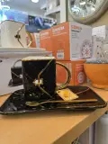 Tasse "Art Collection" avec Soucoupe et Cuillère – Finition Or