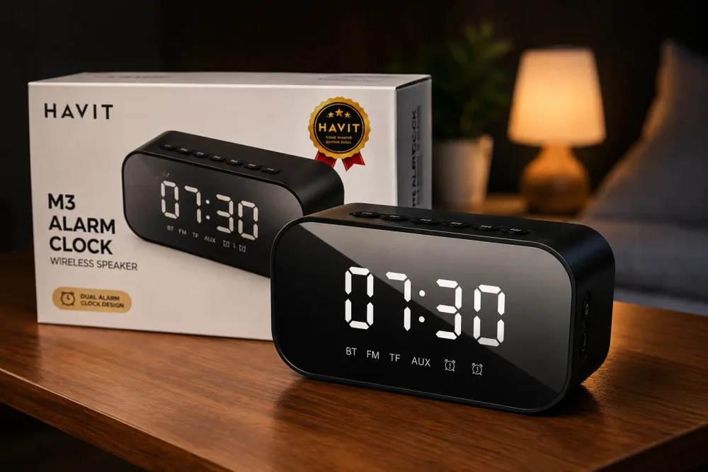 HAVIT M3 Alarm Clock Wireless Speaker