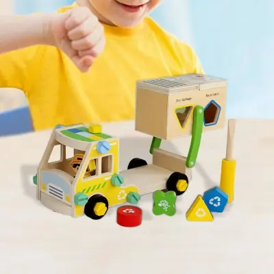 Space Boy Wooden Recycling Car (Garbage Truck) fine motor skill toy