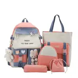 Sac à Dos Multifonctionnel Kawaii Grand Volume Imperméable et Résistant 5Pcs Mauve SACKDS25MV - حقيبة ظهر بعدة قطع بتصميم كاوايي