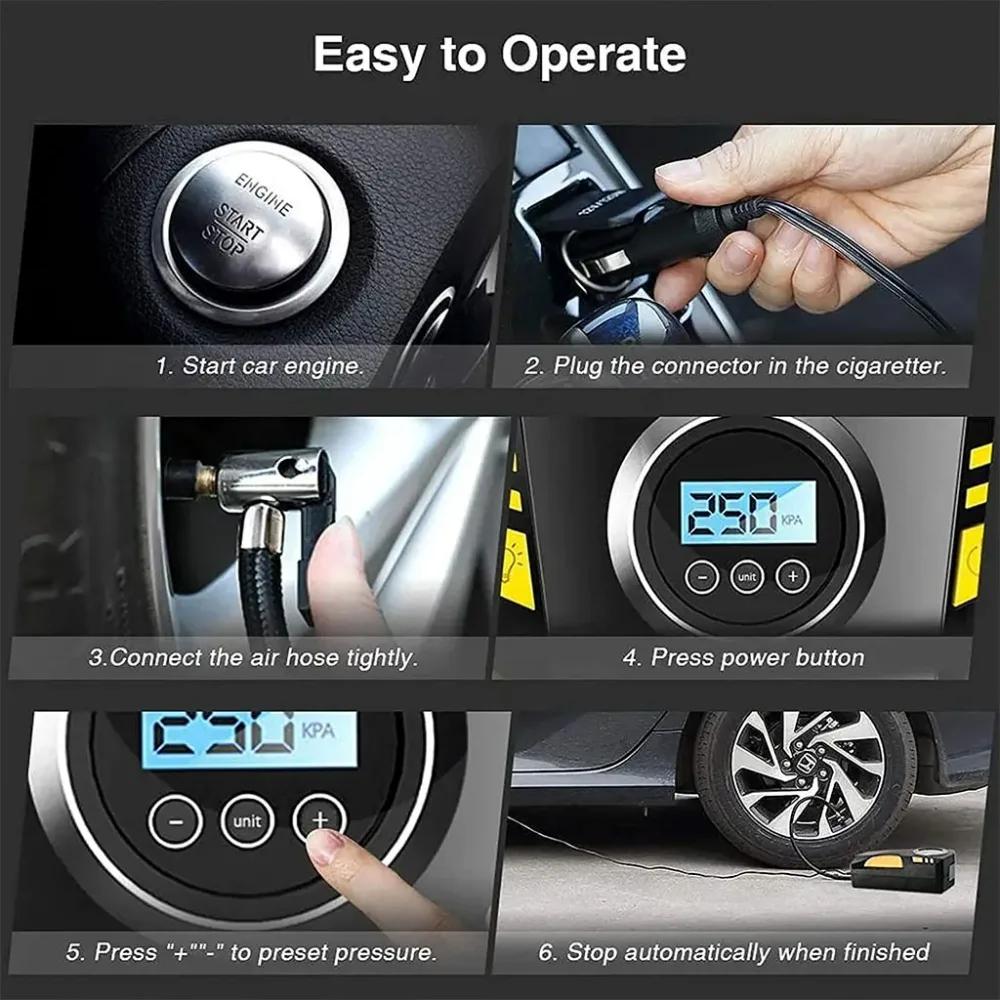 Compresseur d’Air Numérique pour Voiture et Moto 150Psi BE0173 – جهاز ضغط العجلات محمول