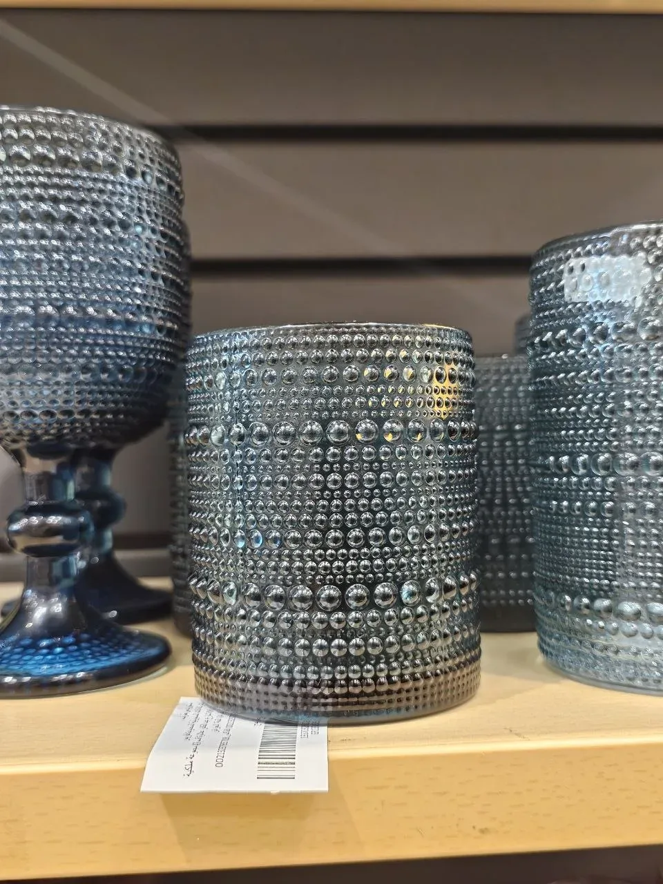 COLLECTION DE VERRES TEXTURÉS PERLÉS - BLEU GRIS