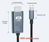 Adaptateur de conversion vidéo HD 4K, Type C vers HDTV - HDMI