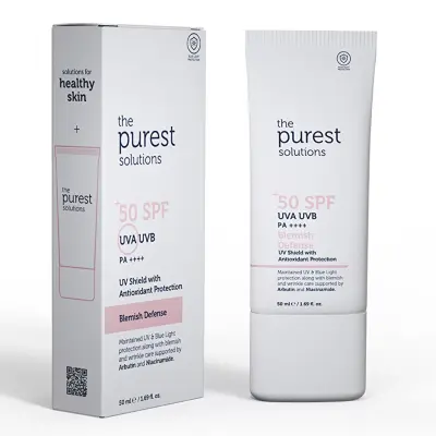 Crème solaire The Purest Solutions enrichie en antioxydants pour peaux à imperfections, FPS 50+
