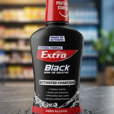 غسول الفم "Natura Extra" باللون الأسود (Black Activated Charcoal).