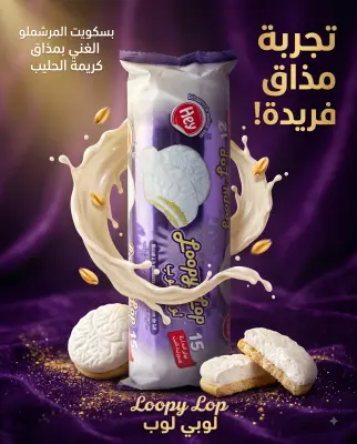 بسكويت المارشمالو مغلف بكريمة الحليب -Hey-