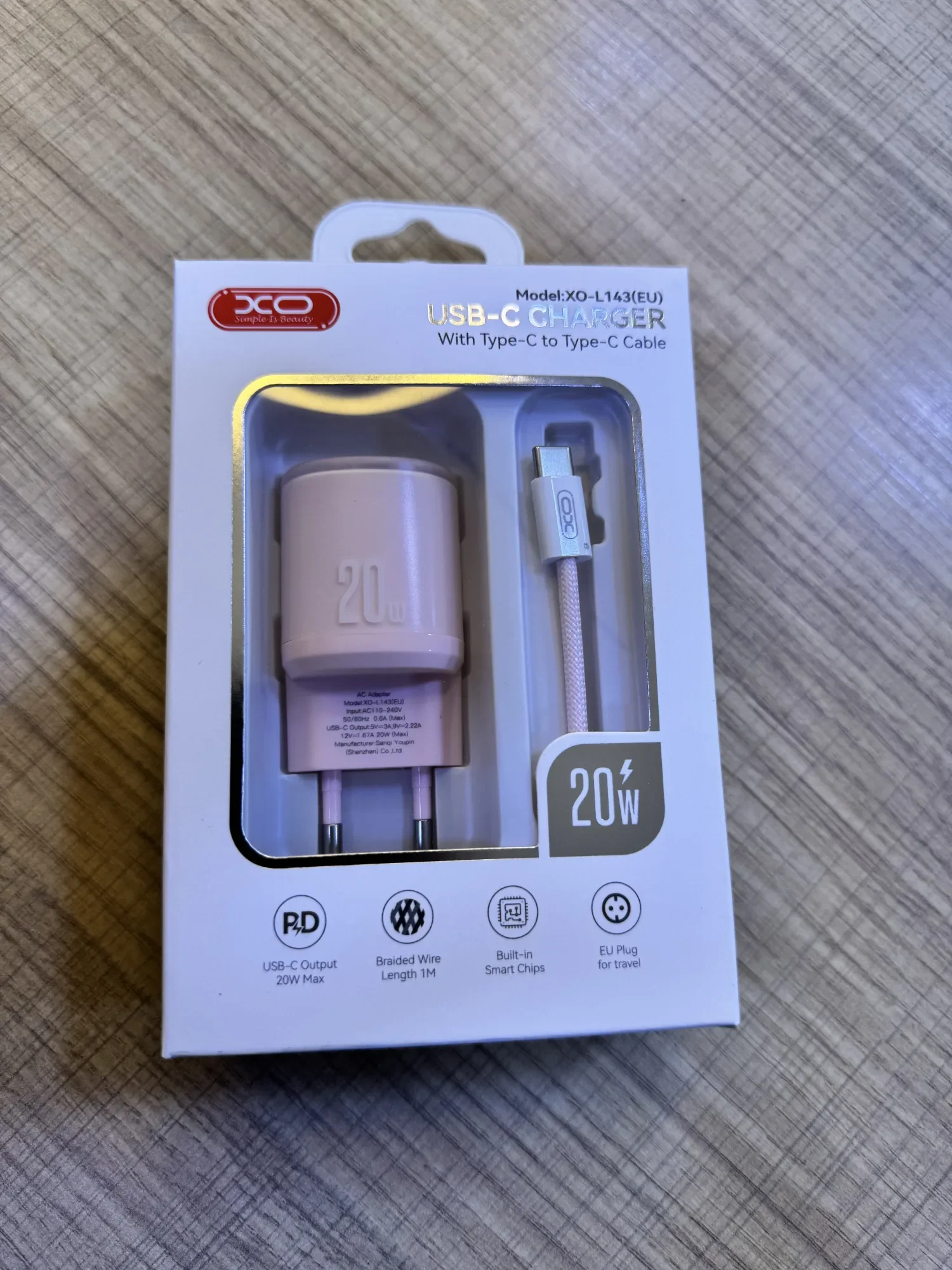 باقة الشحن الفاخرة XO 20W + كيبل ضد القطع