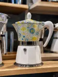 ☕ Cafetière Italienne Moka en Céramique - Motifs Carreaux de Ciment