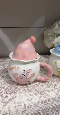 Mug HAPPY Bob l’éponge & Patrick avec couvercle bonnet ☁️