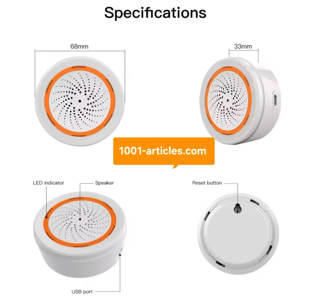 Sirène de sécurité intelligente MOES - Sonore et lumineuse Tuya Smart Zigbee.