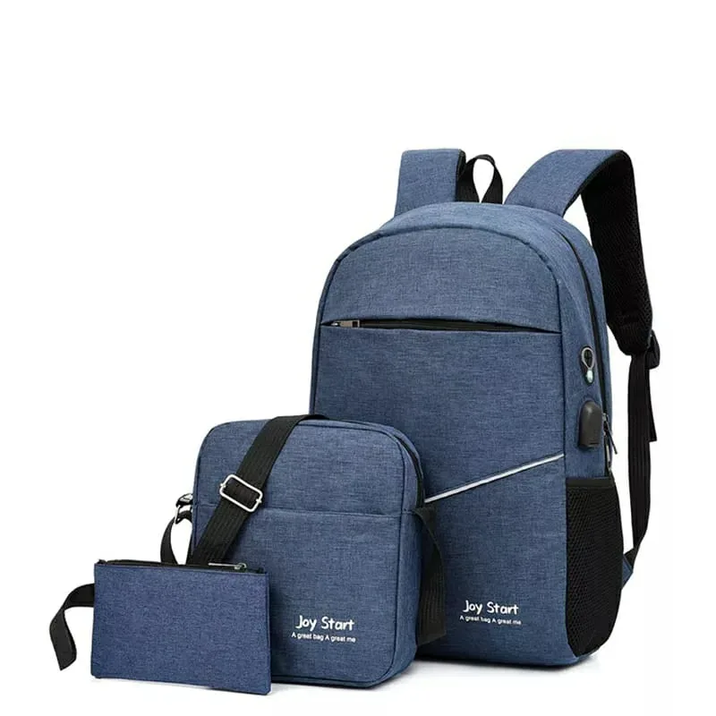3 PCS Sac à dos multifonctionnel Avec Sortie USB ET Sortie kit-man - Noir