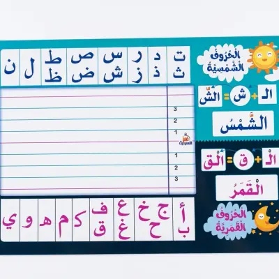 لوحة الحروف الشمسية و الحروف القمرية (10 قطع)