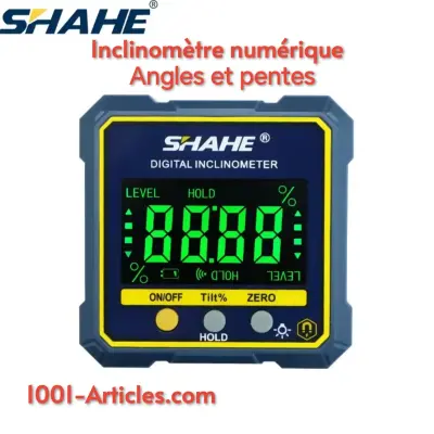 Inclinomètre numérique, base magnétique, mesure d'angles et pentes, écran LCD