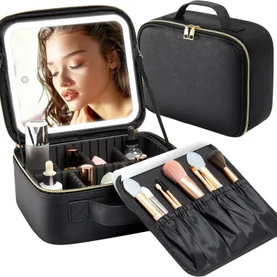 Trousse de Maquillage et Voyage avec Miroir LED Intégré 3 Modes de Lumière - حقيبة تنظيم المكياج والسفر مع مرآة مضيئة
