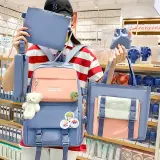 Ensemble de sacs d’école Kawai pour adolescents 5Pcs YISIYUAN Rose et Bleu – محفظة 5 قطع كاواي أزرق ووردي