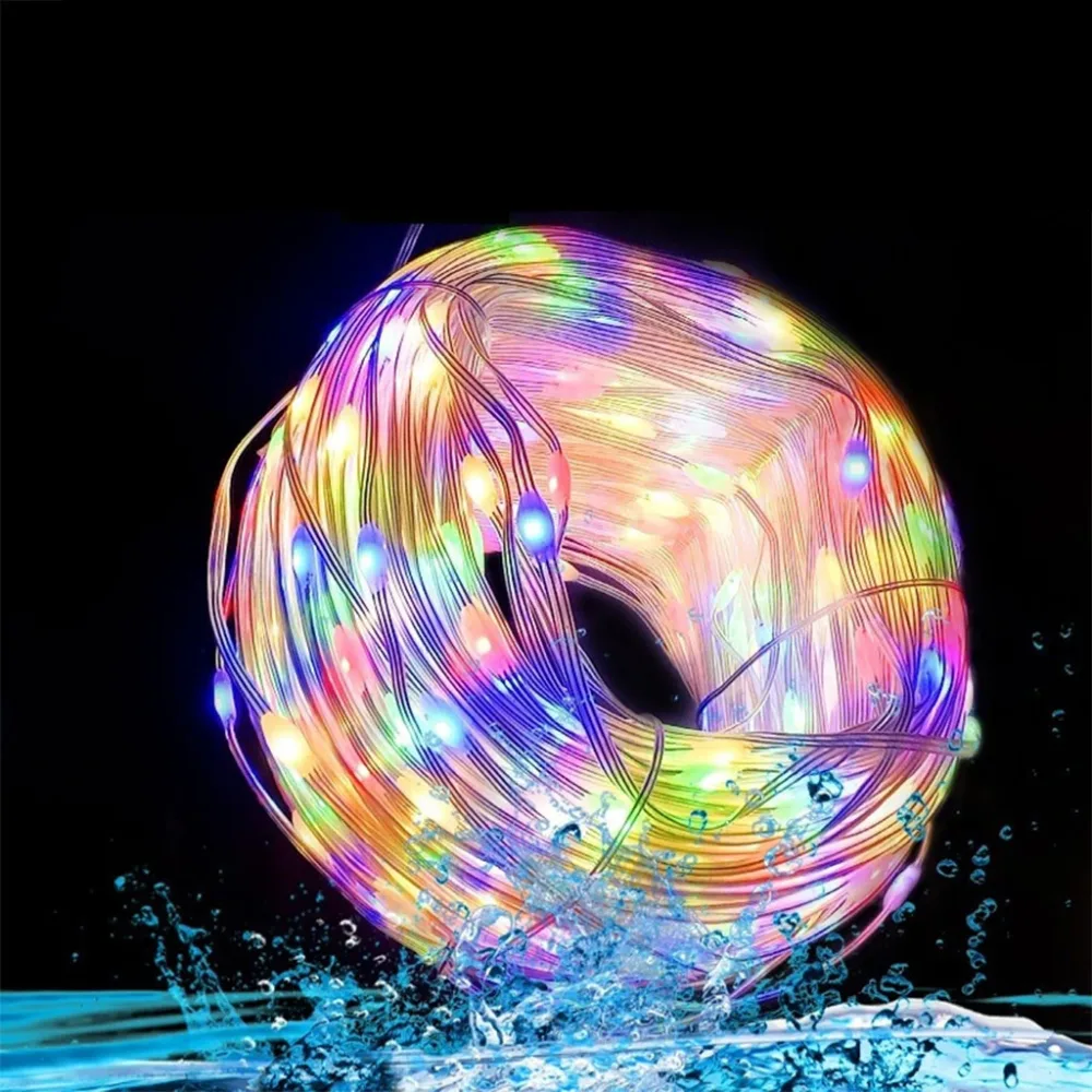 Guirlande lumineuse d'extérieur 100 LED multicolore 10 m RGB synchronisation de musique
