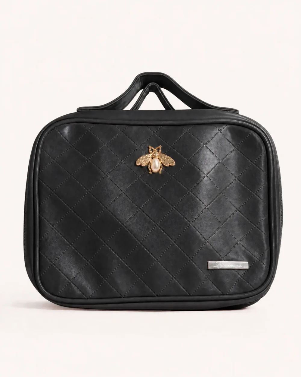 Trousse de toilette matelassée avec broche abeille