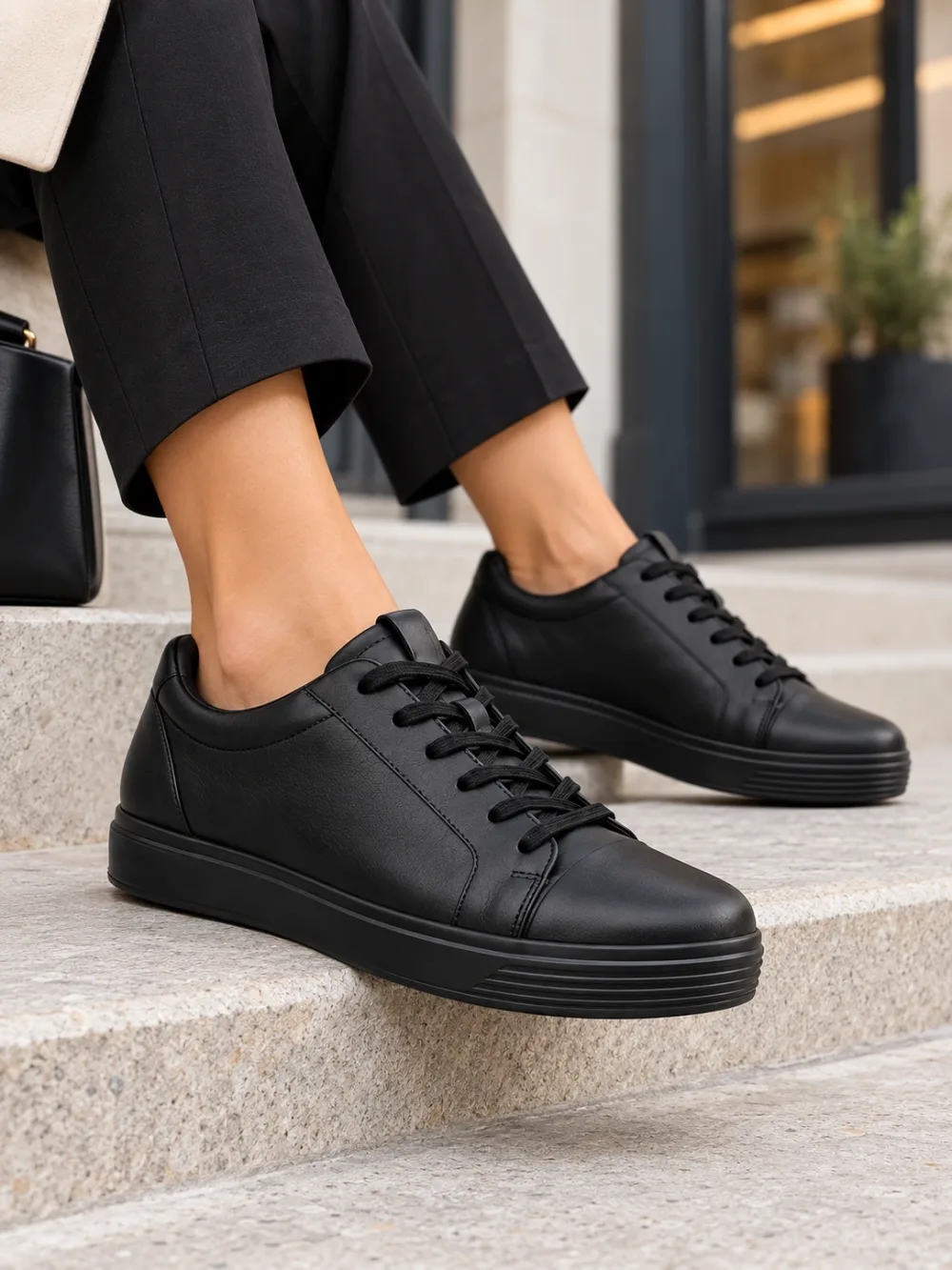 ECCO Soft 7 – Baskets Femme en Cuir Noir