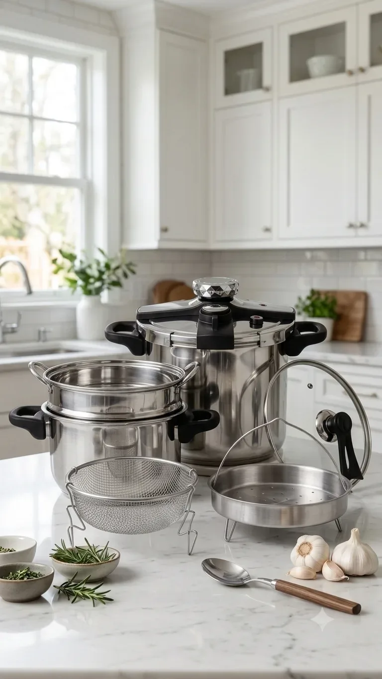 BRENDELI Cocotte-Minute 4+7L 22CM Stainless Steel Set 7PCS