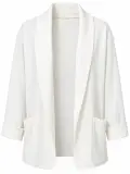 Gilet femme blanc cassé à col châle et poches