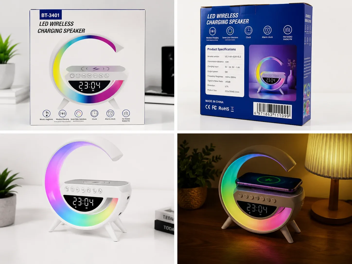 سماعة وساعة ذكية  BT-3401 اللاسلكية بإضاءة LED ( حجم كبير )