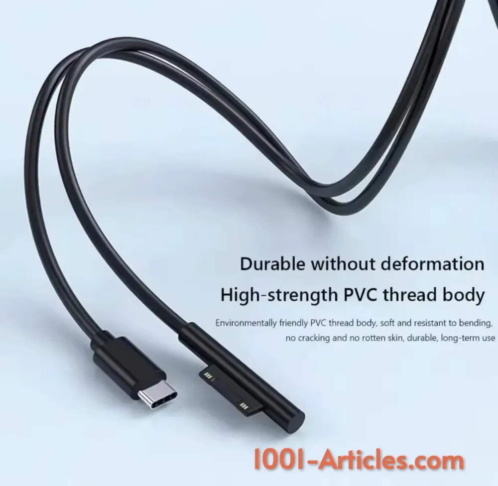 Adaptateur et Cable d'alimentation Type C 15V - 3A pour Microsoft Surface