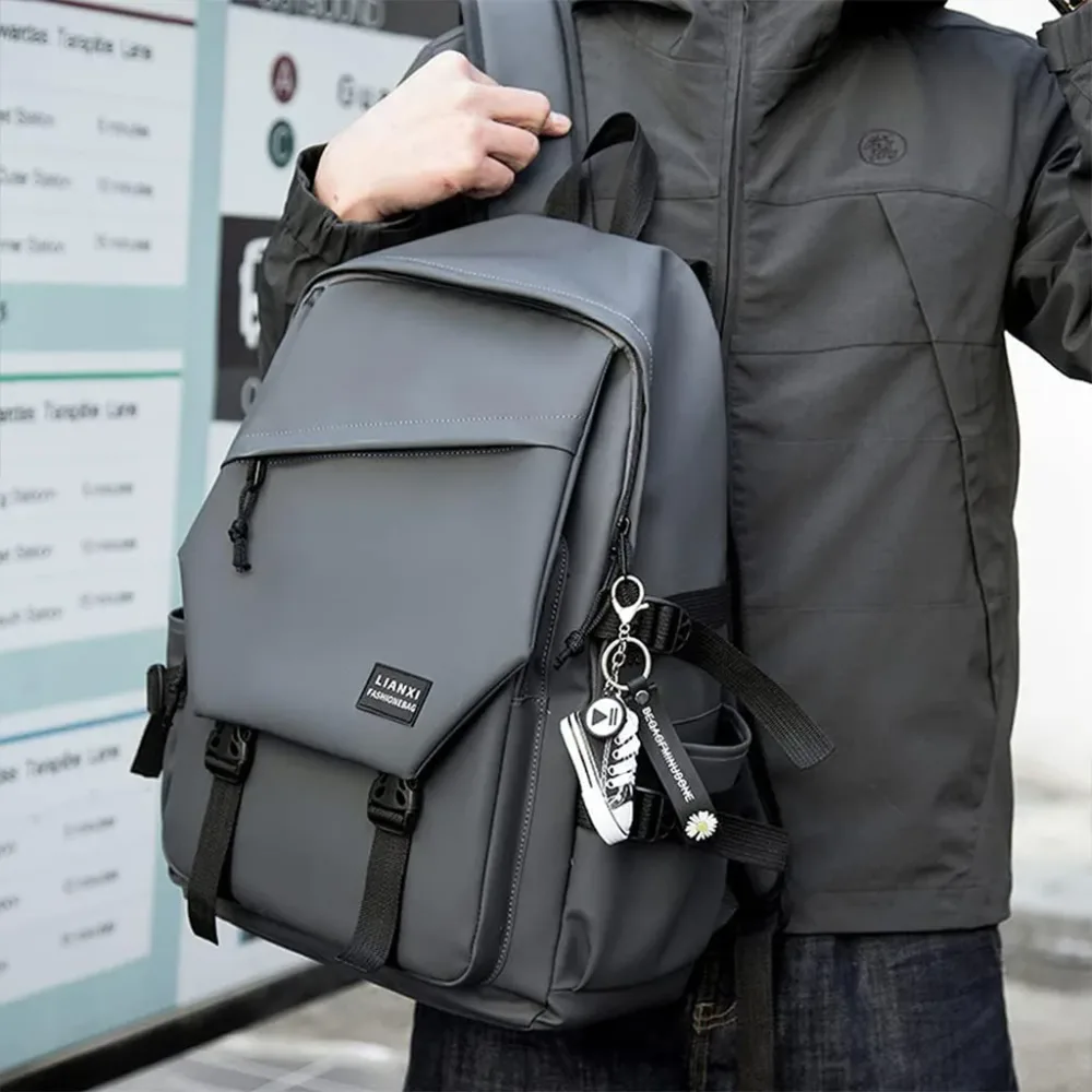 Sac à dos Tendance Pour Hommes en tissu Imperméable léger et respirant grande capacité SACHM08GR - حقيبة ظهر لحفظ الكمبيوتر المحمول والأعمال بتصميم عصري ومريح