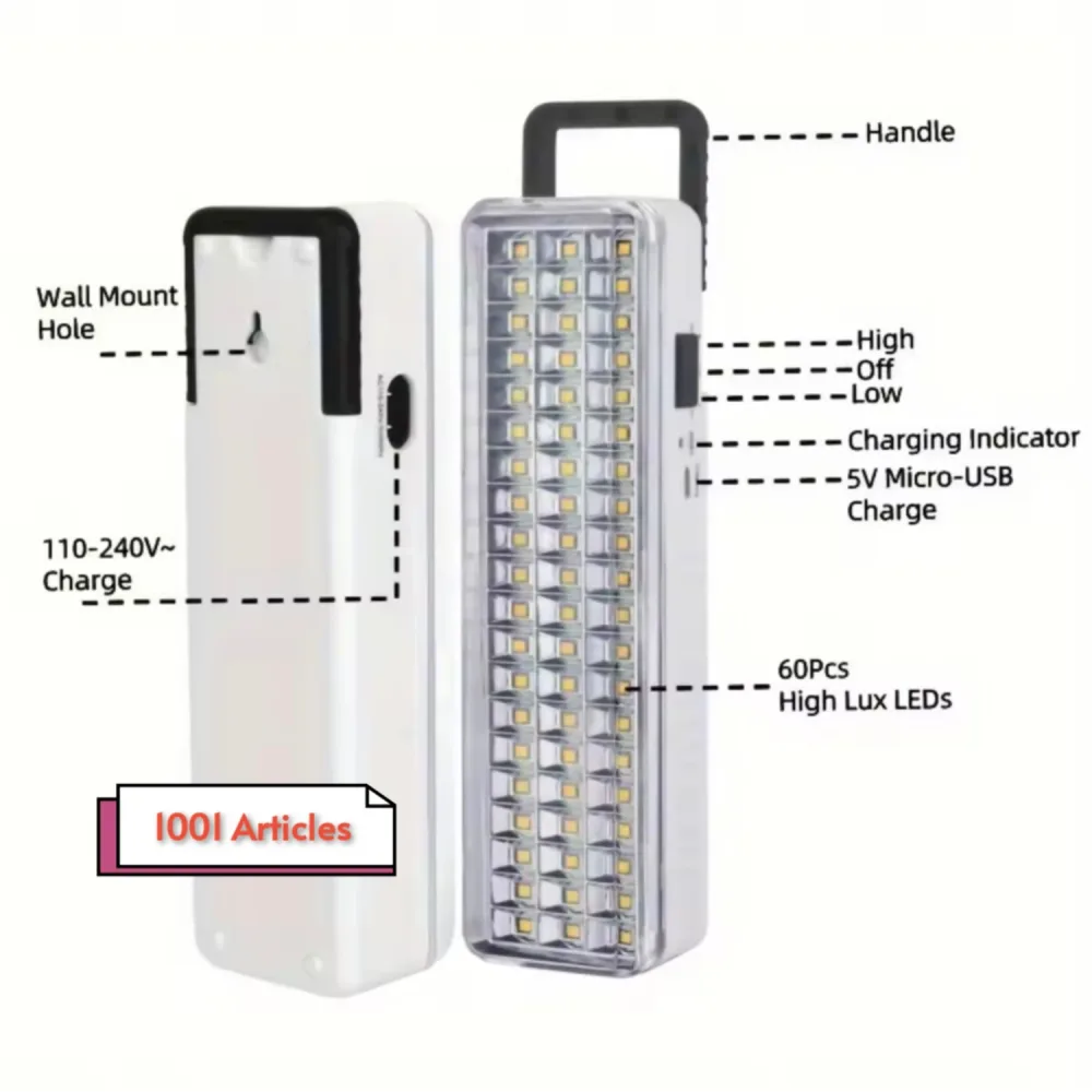 Lampe de secours LED, portable, murale, rechargeable