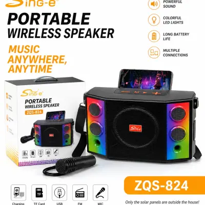 ZQS-824 Nouveau produit, enceintes basses 2 en 1, enceinte portable sans fil, double enceinte, lumière LED RGB, Bluetooth avec effet RGB