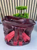 Sac à dos rétro en cuir synthétique pour femme Grenat - حقيبة ظهر نسائية من الجلد