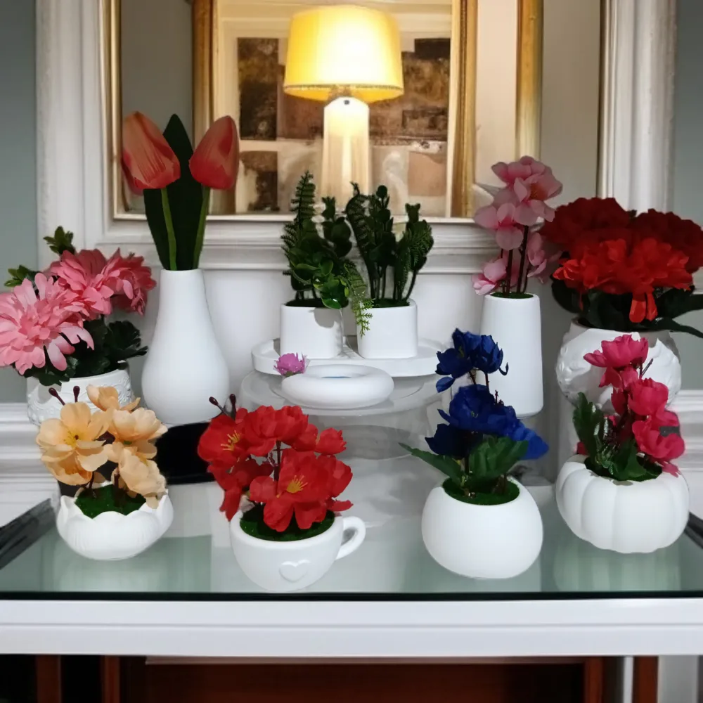 Pot de fleur artificielle 12 pièces