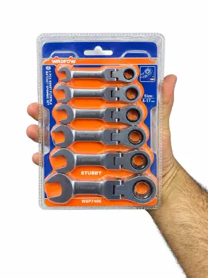 Jeux De mini Cle mixte Cliquet Réversible WADFOW 6PCS  WSP7406