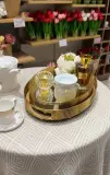 Plateau rond doré