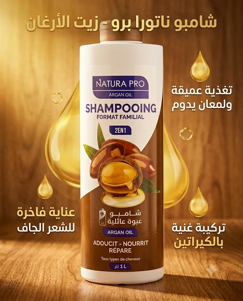 Natora pro شامبو عائلي بزيت الارغان 1ل
