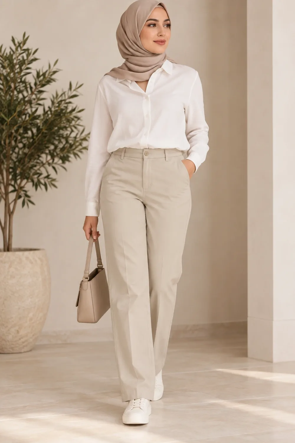 Pantalon Femme Liu Jo – Coupe Droite – Beige Sable – Taille 36