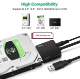 SATA to USB 3.0 Adapter Cable for 3.5/2.5 Inch