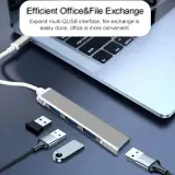 Hub USB Type-C vers 4 ports USB en alliage d’aluminium.